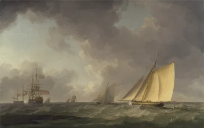 Kutter bei frischer Brise, mit anderen Schiffen